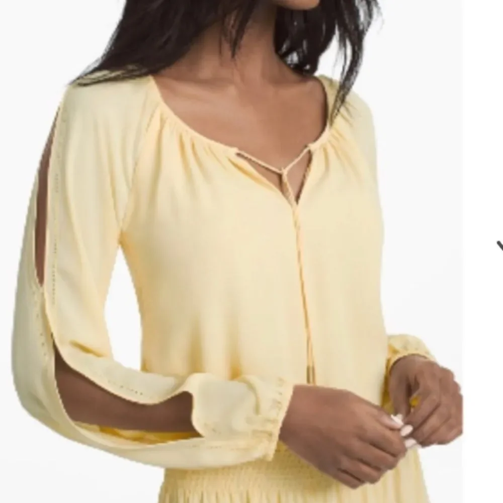 White House Black Market Pale Yellow Long Sleeve Dress, Size 0 - Picture 3 of 12